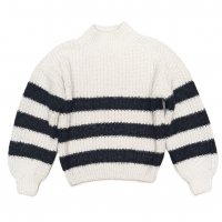 MSX235: Girls Striped Jumper- Grey/Black (6-9 Years)